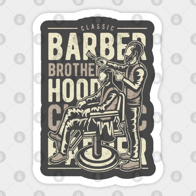 Classic Barber Brotherhood Barber Shop Retro Vintage Distressed Design Sticker by JakeRhodes